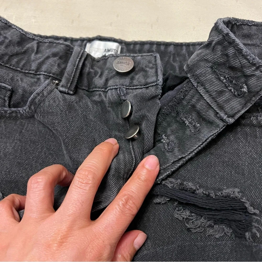 Amuse Society Shoreline Denim Black Washed Cutoff Denim Shorts Sz 25 Distressed